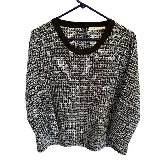 Violet & Claire Career Blouse Womens XL Blue & White 3/4 Sleeves Summer Top - Picture 9 of 17